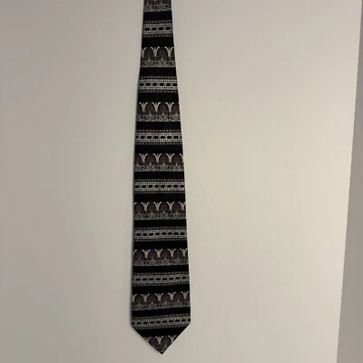 Pierre Cardin Men's Tie Necktie Silk Black/Burgundy Geometric Design - Image 1 of 4