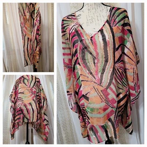 Chico's Poncho Kimono Topper Women's Size S/M Color Splash Multicolor Print - Picture 1 of 16