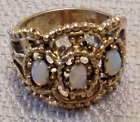 Ring Womens 7 Vintage Gold Tone 24k Faux Opal Fashion Jewelry Costume Vintage