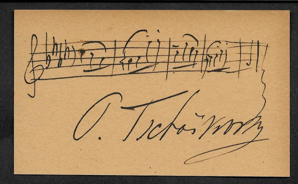 Tchaikovsky Pyotr Autograph Reprint On Genuine Original Period 1890s 3x5 Card  - Image 1 of 1
