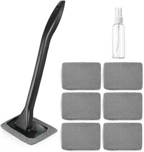 6PC Windshield Tool Car Window Cleaner 5Reusable Washable Microfiber Pads Handle - Picture 1 of 6