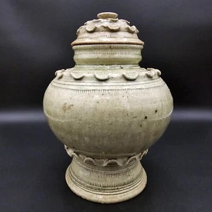 Rosenthal Netter Studio Kunstkeramik Urnenglas Vintage Caledon grüne Glasur 9" hoch - Bild 1 von 17