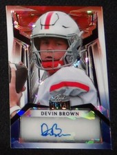 2023 LEAF METAL FOOTBALL DEVIN BROWN RED WHITE BLUE CRYSTAL AUTO 1/2 OHIO STATE