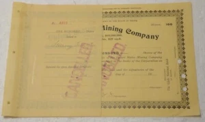 1899 UNITED STATES MINING COMPANY 100 sh stk ctf w/date sea lNM RARE minor wear - Bild 1 von 7