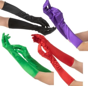 Halloween Long Satin Gloves Fancy Dress Costume Witch Vampire Sexy - Picture 1 of 1