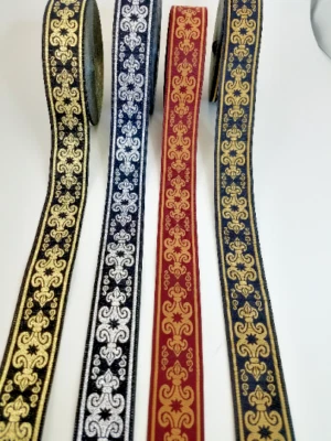 JACQUARD Fleur-de-lis Woven Fabric Trim 1 1/4 inch wide by the yard