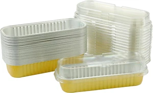 Aluminum Pans with Lids 50 Pack, 6.8Oz Mini Cake Pans Loaf Baking Cups Muffin Ti - Picture 1 of 12