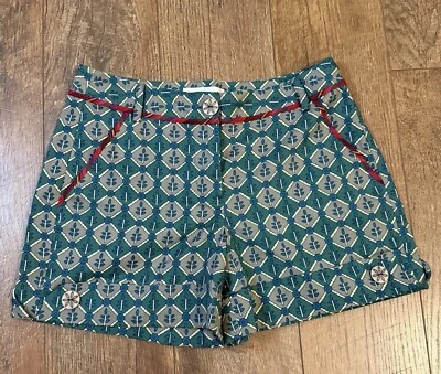 Шорты женские Anthropologie Corey Lynn Calter бирюзовый цветочный красный акцент 4 дюйма рулон 2 - Изображение 1 из 4