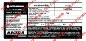 ENGINE Emissions Decal International 7.3L 6.0L Powerstroke Truck 1994-2006 - Picture 1 of 25