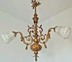 French Louis XV Style Belle Époque Empire Revival Style Bronze Chandelier um1900 - Bild 1 von 12