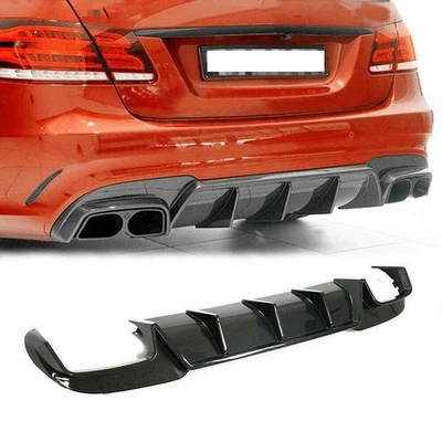 For Benz W212 E63 AMG 2013-2016 2015 Rear Bumper Diffuser Lip Real Carbon Fiber - Image 1 of 4
