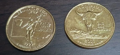 2 - State Quarters 24k Gold Plated Coin Montana Pennsylvania 25 Cents $0.25  - Image 1 of 4