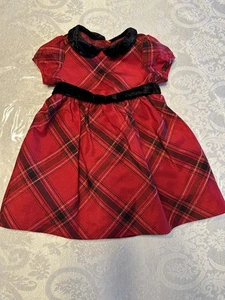 Baby Mädchen 3-6 Monate Gymboree 2016 royalrot kariert Samtbesatz Kleid ~ Weihnachten - Bild 1 von 10