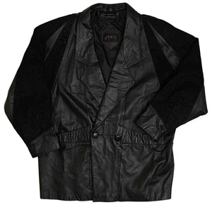 Vintage G4000 Plus Giacca di Pelle 18 1/2 Nero Manica Paisley Cappotto Donna 1X 2X - Foto 1 di 14