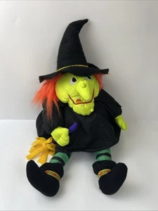 Vintage 1994 grüne Hexe Plüsch 21 Zoll Nylon Fallschirm Halloween Dekor Stofftier Puppe - Bild 1 von 15