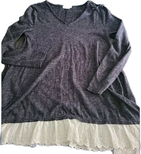 Altar'd State Womens Small Sweater Gray With Lace - Picture 1 of 5