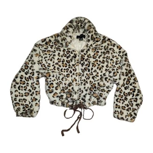 Victoria Secret Know One Cares Faux Fur Cheeta Sherpa Hoodie Jacket Leopard XS - Picture 1 of 8