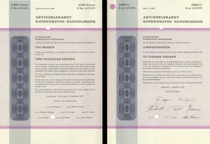 Aktieselskabet Kjobenhavns Handelsbank - 1975 dated Stock Certificate - Foreign  - Picture 1 of 1