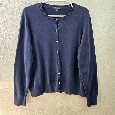 Кардиган Brooks Brothers свитер XLSupima хлопок на пуговицах спереди опрятный морской - Изображение 1 из 4