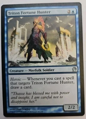 MTG Magic The Gathering Card Triton Fortune Hunter Creature Merfolk Soldier Blue - Image 1 of 2