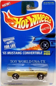 1996 Hot Wheels #455 Mainline '65 Mustang Convertible gold with 3 spoke wheels - Picture 1 of 1