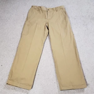 LL Bean Katahdin Iron Works Pants Mens 38x32 Khaki Heavy Canvas Cotton Workwear - Picture 1 of 9