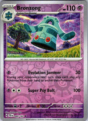 Bronzong Reverse Holo 069/162 SV05: Temporal Forces Uncommon - NM - Image 1 of 2