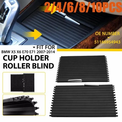 Kit de cubierta de persiana enrollable portavasos consola delantera para BMW X5 X6 E70 08-132-10x Foto 1 de 4