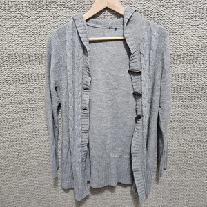 Cárdigan con capucha gris 100 % algodón manga larga para mujer talla M - Imagen 1 de 7