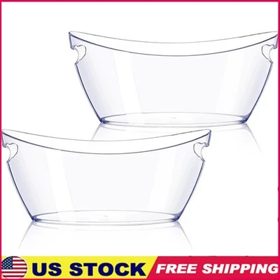 Juego de 2 Cubos de Hielo Grandes Bañeras de Bebidas Fiestas Fácil Limpieza Diseño Acrílico Nuevo Foto 1 de 4