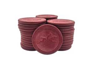 Vintage Konvolut 39 Ton Casino Spiele Poker Chips rot Rennpferd Jockey - Bild 1 von 5