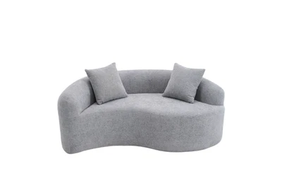 Sofá de chenilla curvado en S doble profundidad 21,3" y 26,8" sin montaje compacto 400 lb 66,9" L Foto 1 de 4