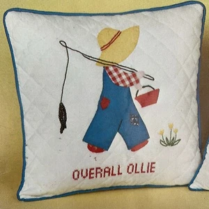 Overall Ollie Appliqué Patchwork Pillow Craft Kit Boy Fishing Pole Vintage 1970s - Picture 1 of 10