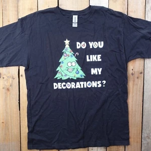 Funny Christmas Tree Shirt “Do You Like My Decorations?” Youth Tee Size XL - Picture 1 of 6