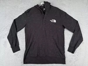 The North Face Shirt Mens Medium Black Hooded Long Sleeve Henley Lightweight - Picture 1 of 15
