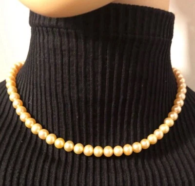 Salt Water Real Pearls With Small 14k Gold Clasp 16” Necklace - Image 1 of 4