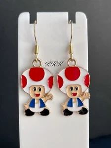 Toad Earrings Super Mario Bros Kart Jewellery 80’s Festival Anime Gaming Con - Picture 1 of 2
