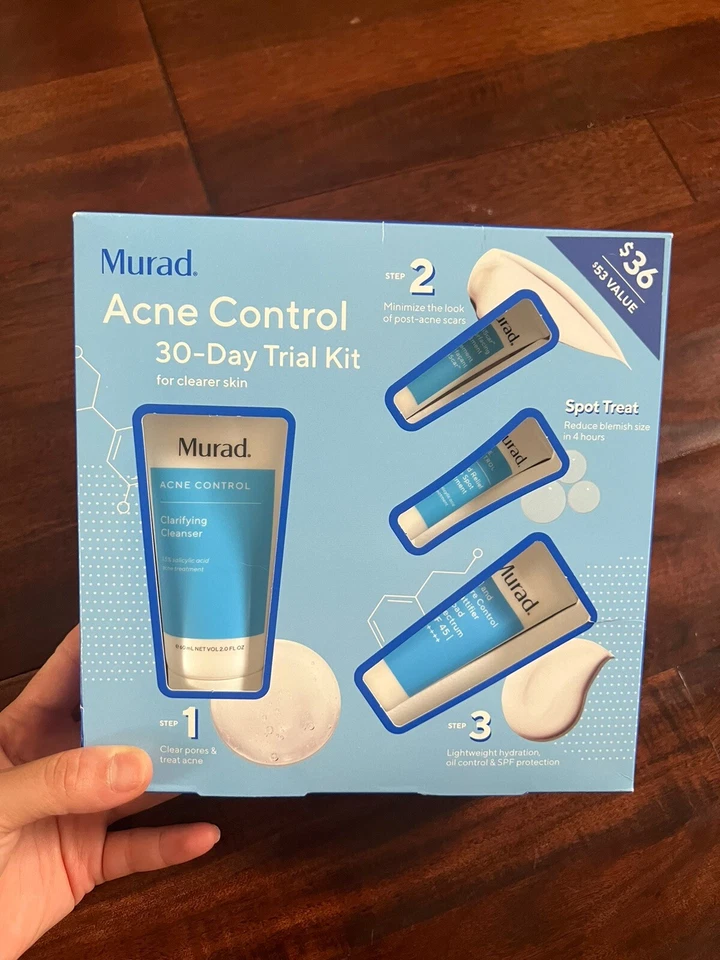 Murad Acne Control 30 Day Trial Kit Cleanser Spot Treatment 4 Pc Set BB6/25