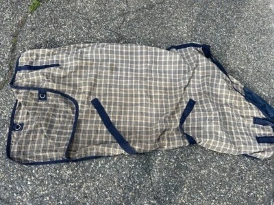SCHNEIDERS Dura~Tech Stable SHEET Horse 80" Plaid Tan, Black and Blue VGC - Image 1 of 4