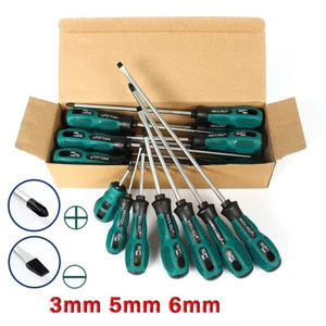 Schraubendreher Set Kreuzschlitz Kreuzschlitz Schlitz Flachkopf rutschfest 3-6mm Magnetspitze - Bild 1 von 32