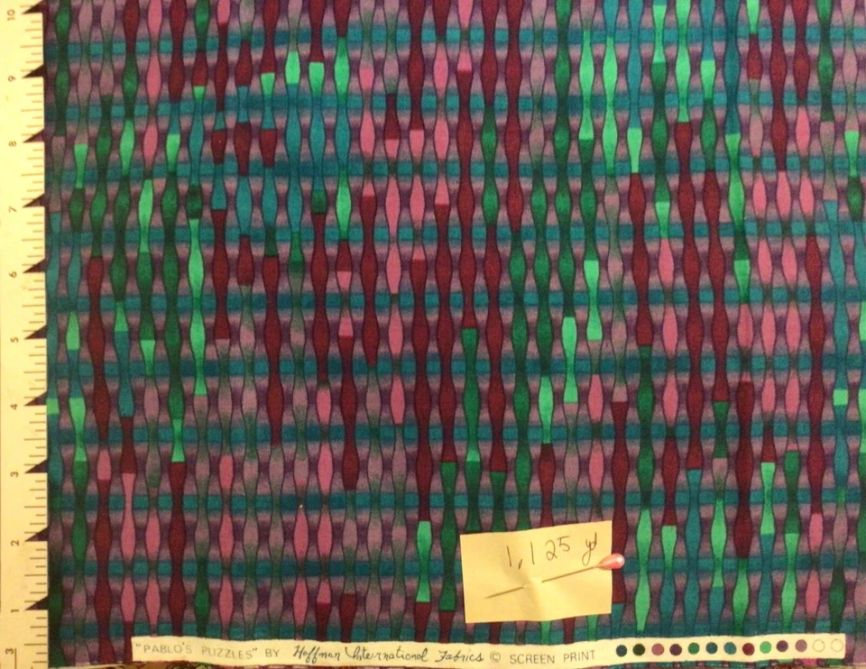 Hoffman Pablos Puzzles Jewel Tone Geometric Cotton fabric 1.125 Yard - Image 1 of 1
