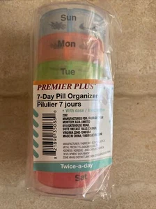 AM/PM 7 Day Round Pill Organizer With Case Pill Box Storage-Premiere Plus - Picture 1 of 3