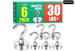 Magnetic Hooks Neodymium Steel Cruise Essentials 100LBS Heavy Duty - 6 Pcs - Picture 1 of 6