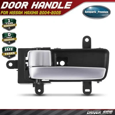 Manija de puerta interior del lado izquierdo del conductor plateada negra para Nissan Máxima 2004-2005 Foto 1 de 4
