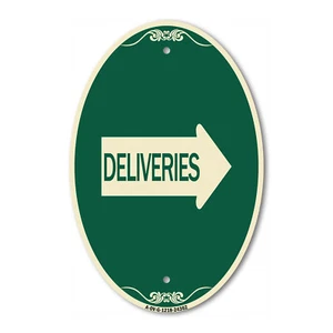 Designer Sign Deliveries (With Right Arrow) 12" x 18" Metal Sign - Picture 1 of 4