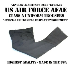 PANTALONES UNIFORMES PARA HOMBRE AFAE Policía de la Fuerza Aérea CLASE A Trabajo PANTALONES NEGROS Elige Talla - Imagen 1 de 11