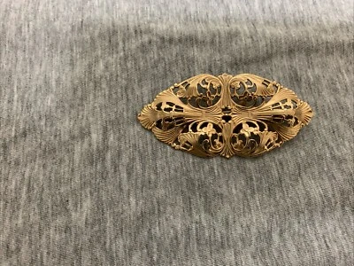 Pinza de pelo antigua Art Nouveau dorada de metal floral Foto 1 de 4