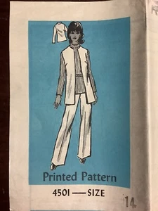 New Vintage PRINTED PATTERN Miss Trousers Blouse Jacket Pattern No 4501 Size 16 - Picture 1 of 2