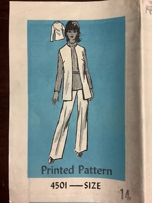 New Vintage PRINTED PATTERN Miss Trousers Blouse Jacket Pattern No 4501 Size 16 - Image 1 of 2