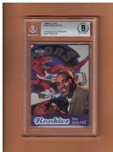 TARJETA DE BALONCESTO ULTRA NOVATO AUTOGRAFIADA POR VINCE CARTER 1998-99 FIRMADA BECKETT AU - Imagen 1 de 2
